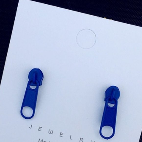 **NEW! RETRO ZIPPER Metal Stud EARRINGS - Emo Goth Punk Grunge - Picture 5 of 11